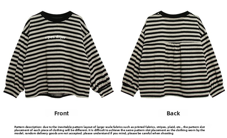 Boys Long-sleeved T-shirt Spring Children's New Striped Top Medium And Small Children's Korean Version Of Spring And Autumn Clothes_voghion.com