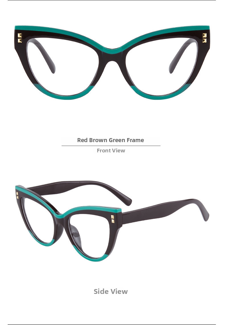 Cat Eye Brille Mit Nieten Für Damen Und Herren Modisches Design_voghion.com