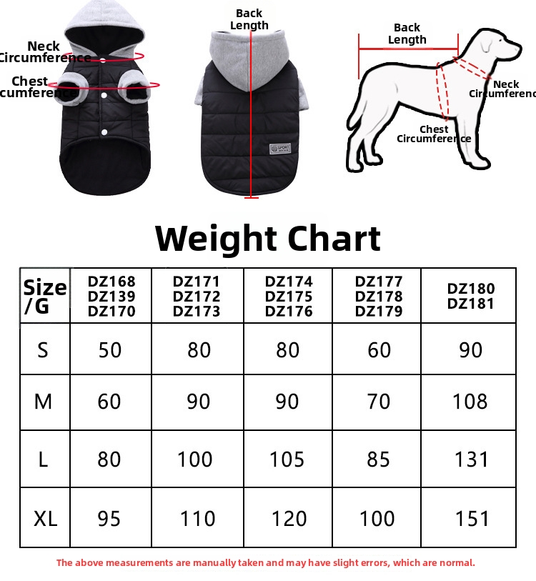 Varm, foret hundevinterjakke med refleksbånd og hætte_voghion.com