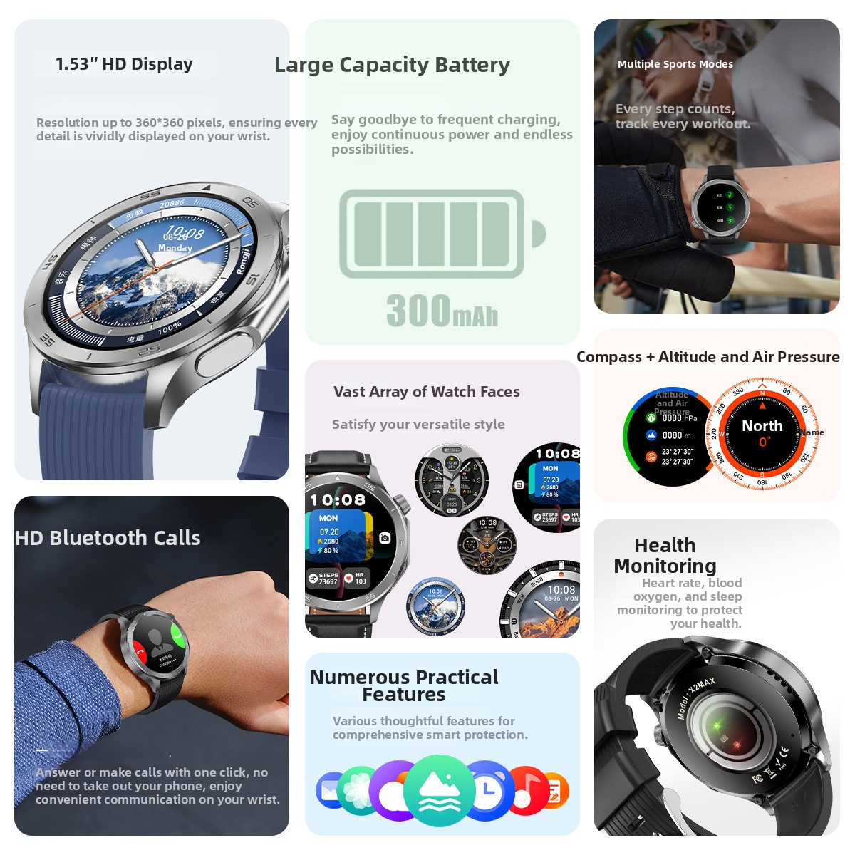X2 Max Smartwatch mit Bluetooth-Anruffunktion, 1,53-Zoll-Display, Smart-Island-Oberfläche und Aufweckfunktion durch Anheben – Weltweit erfolgreich_voghion.com