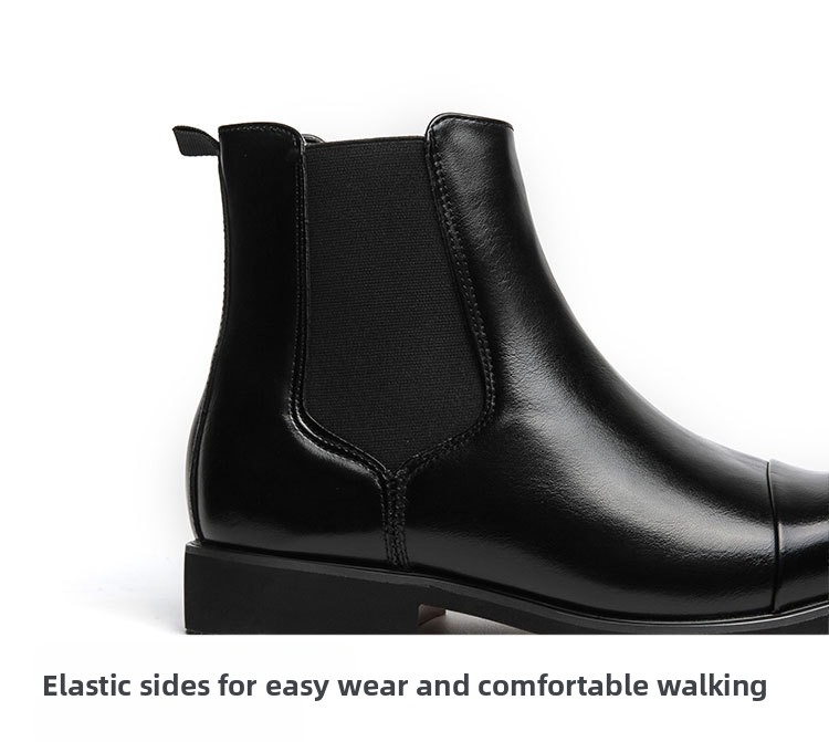 plus Size Men's High Top Leather Boots Pointed Toe Slip-On Autumn Winter Martin Chelsea Boots with Red Sole British Casual_vogvips.com
