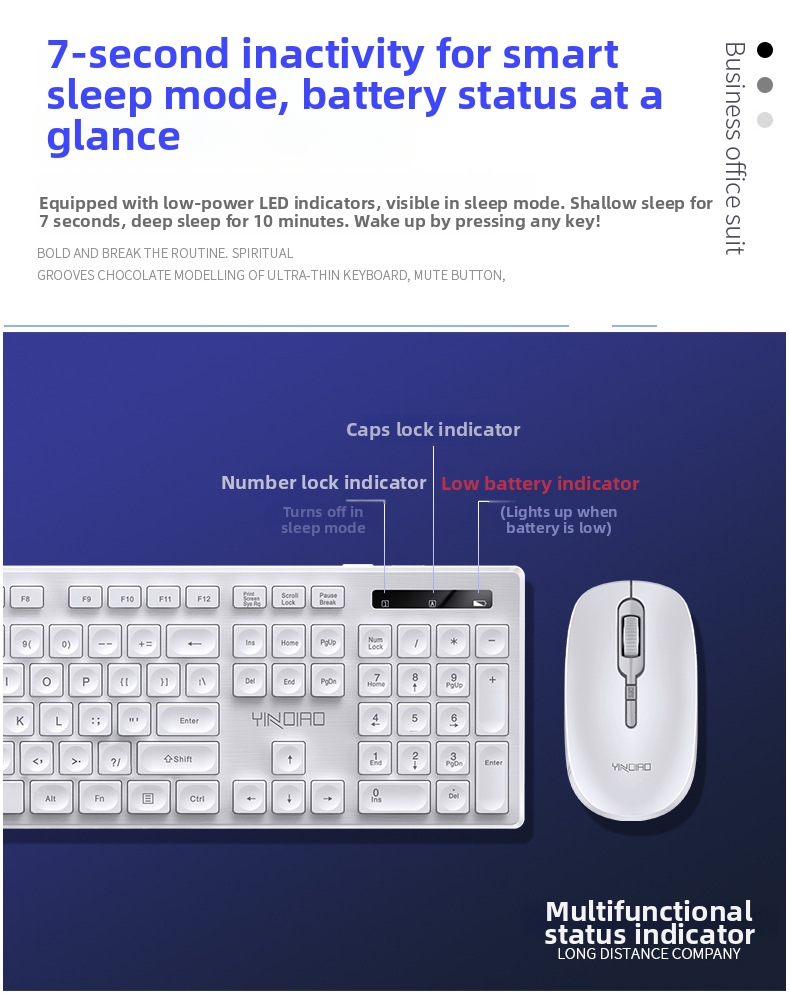 Combo tastiera e mouse wireless: digitazione silenziosa, design ergonomico, mouse ottico da 1500 DPI, ricevitore USB Plug & Play, resistente agli schizzi (nero/bianco)_voghion.com