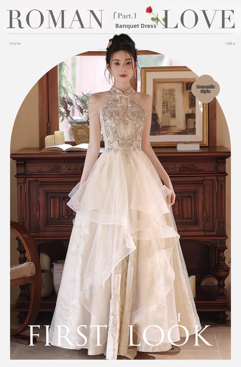 Champagne Ball Gown For Women, Elegant Puffy Princess Party Dress For Pageants, Piano Recitals, Hosting, Banquets_ecoleips.com