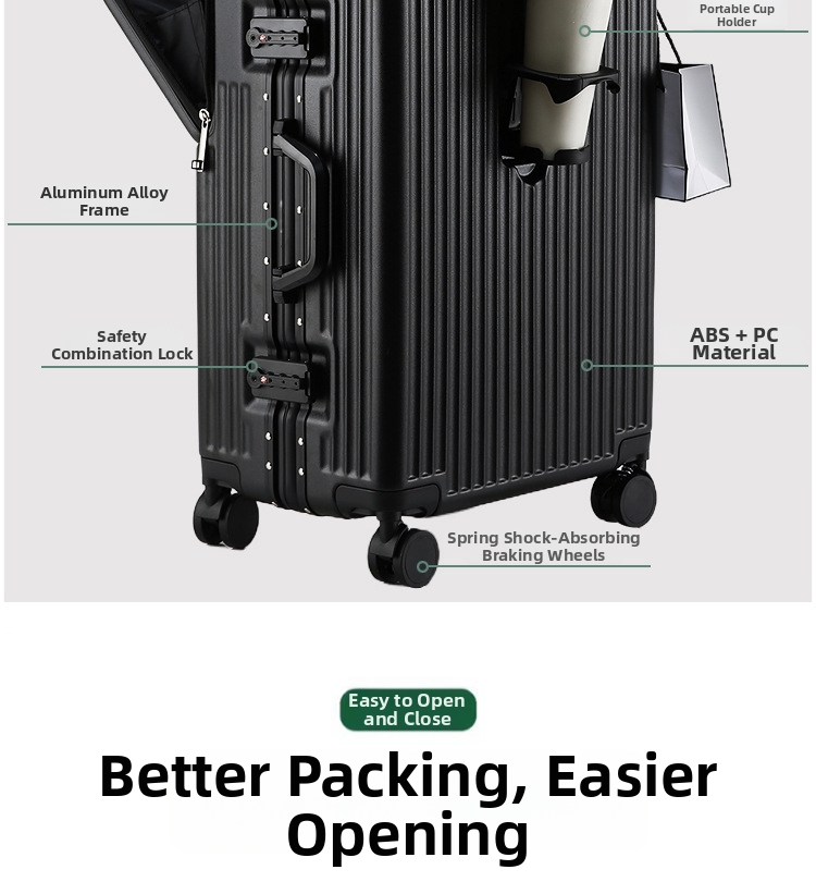 Rolling Suitcase With Aluminum Frame And Combination Lock_voghion.com