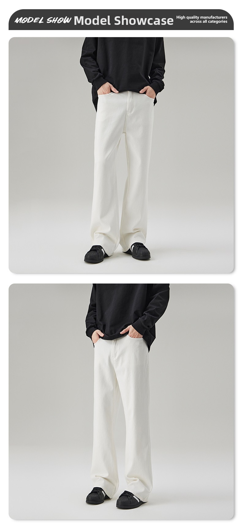 Men's Slim Fit Stretch Jeans Bootcut Denim Pants Vintage Wash Retro Flared S-3XL_mkmklike.com