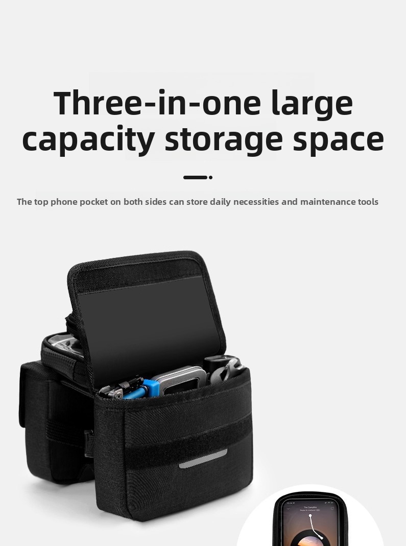 Bolsa de quadro para bicicleta impermeável com porta telemóvel_voghion.com