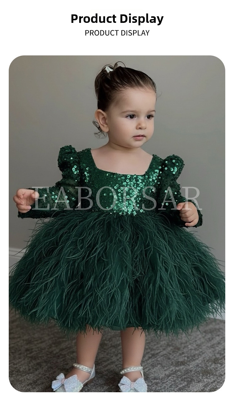 Mädchen Pailletten Langarm Prinzessinnenkleid Für Festliche Anlässe_voghion.com
