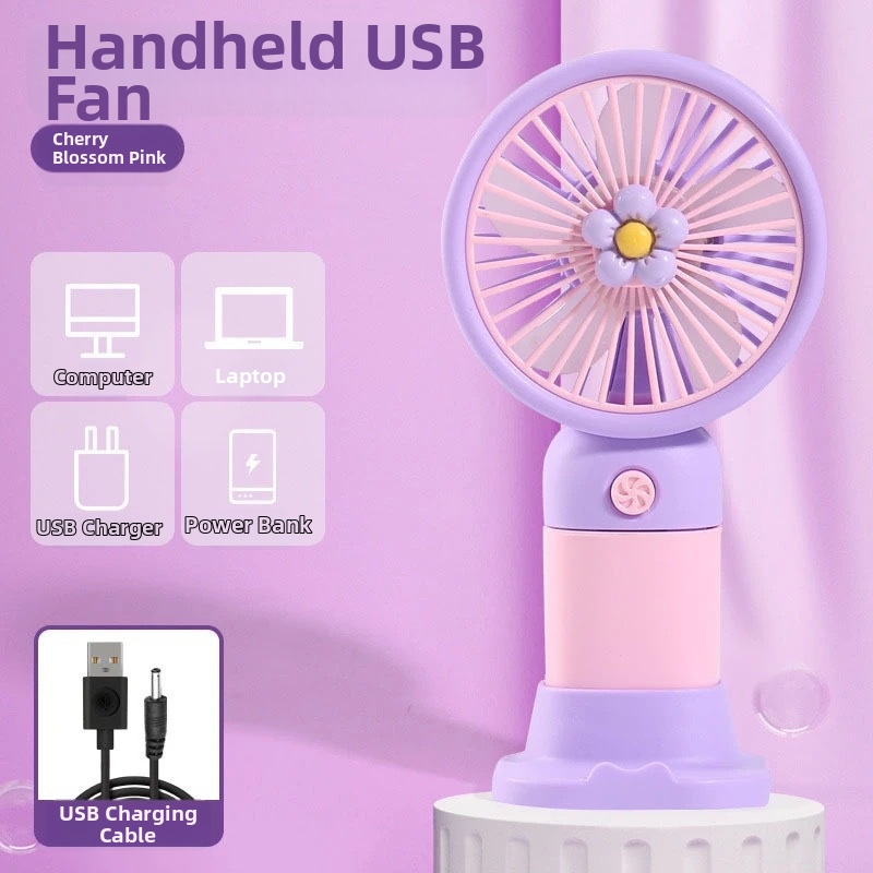 Mini ventilatore portatile con supporto silenzioso per scrivania, ricaricabile tramite USB, portatile a basso consumo, ideale per l'estate e per il dormitorio, dal design carino._voghion.com