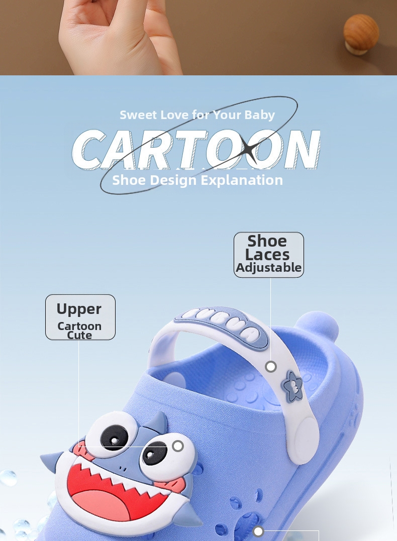 Girls Shark Clogs Soft Soled Non Slip Summer Beach Sandals_voghion.com