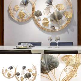 亚马逊铁艺银杏叶壁饰家居电视沙发背景墙装饰