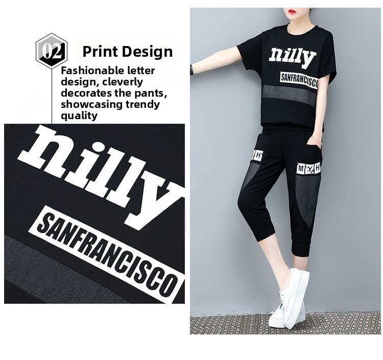 Women's Pant Set Patchwork Summer Casual Loose Fit Two Piece Outfit_voghion.com