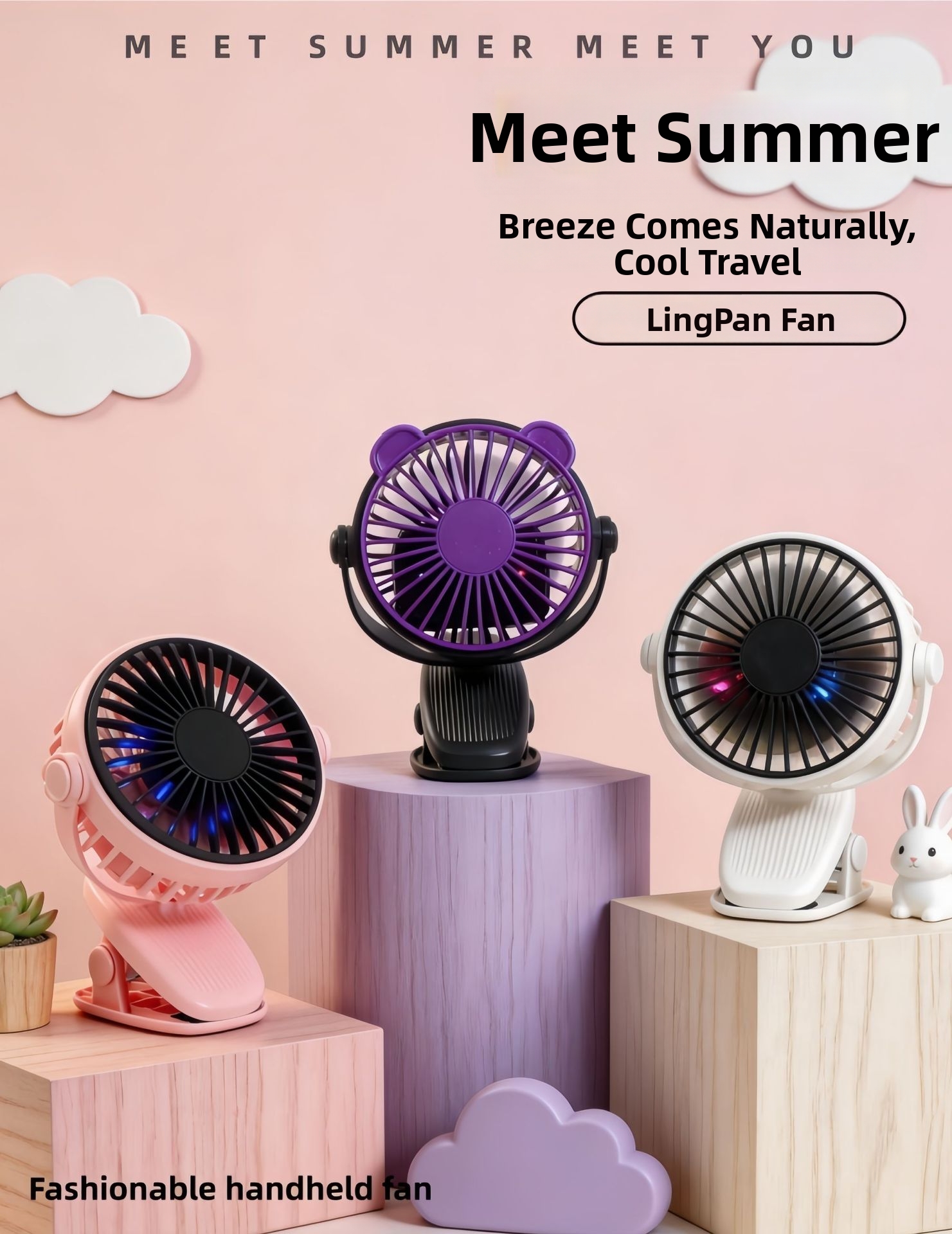 Ventilatore portatile con clip USB, mini lampada da scrivania per dormitorio, passeggino, piccolo ventilatore per uso personale_voghion.com