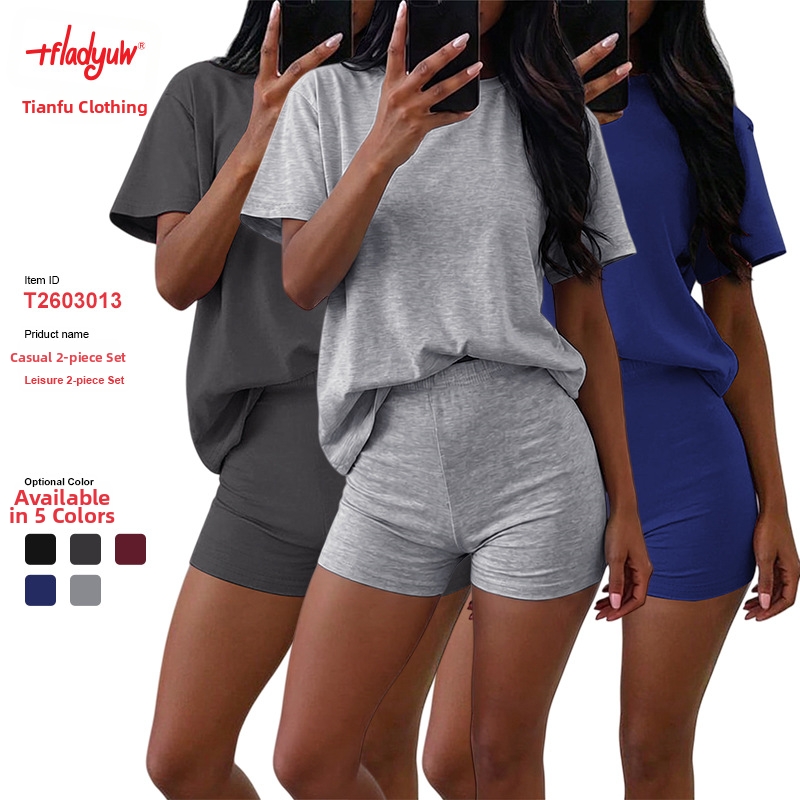 Damen-Set aus geripptem Kurzarm-Top und Shorts – Bequemes, lässiges Zweiteiler-Outfit für den Sommer_voghion.com