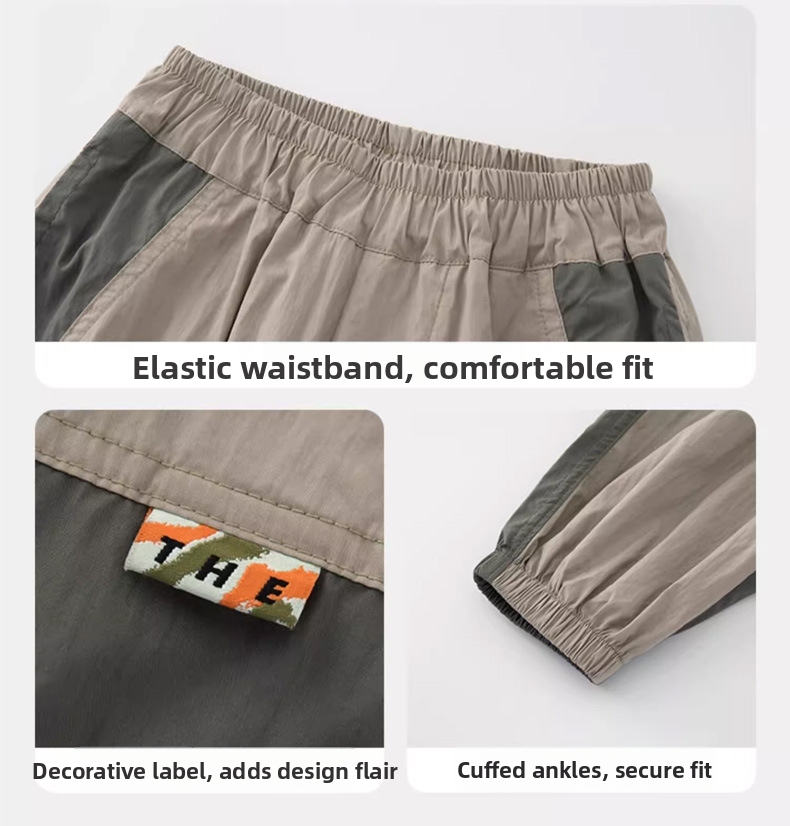 Modische Jungen Colorblock Sporthose Mit Mückenschutzfunktion_voghion.com