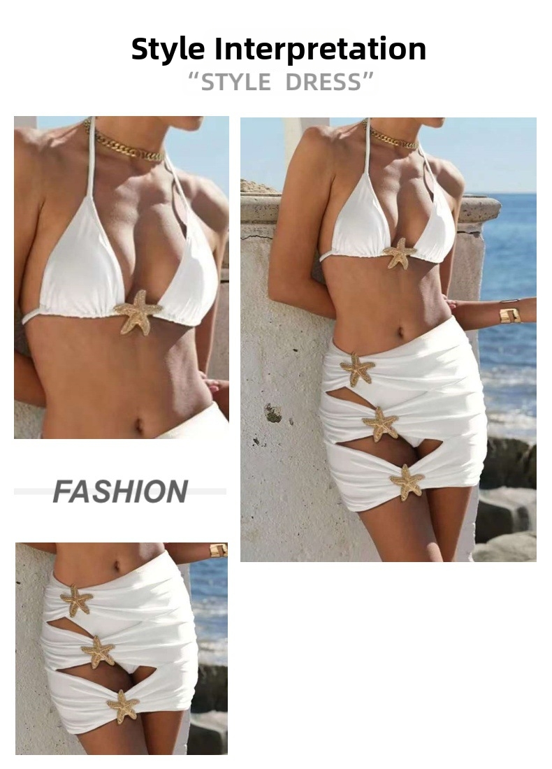 American Style Women's Clothing Bikini Set 2026 Summer Lace Up Skirt Three Piece Swimsuit For Beach Vacation_ecoleips.com
