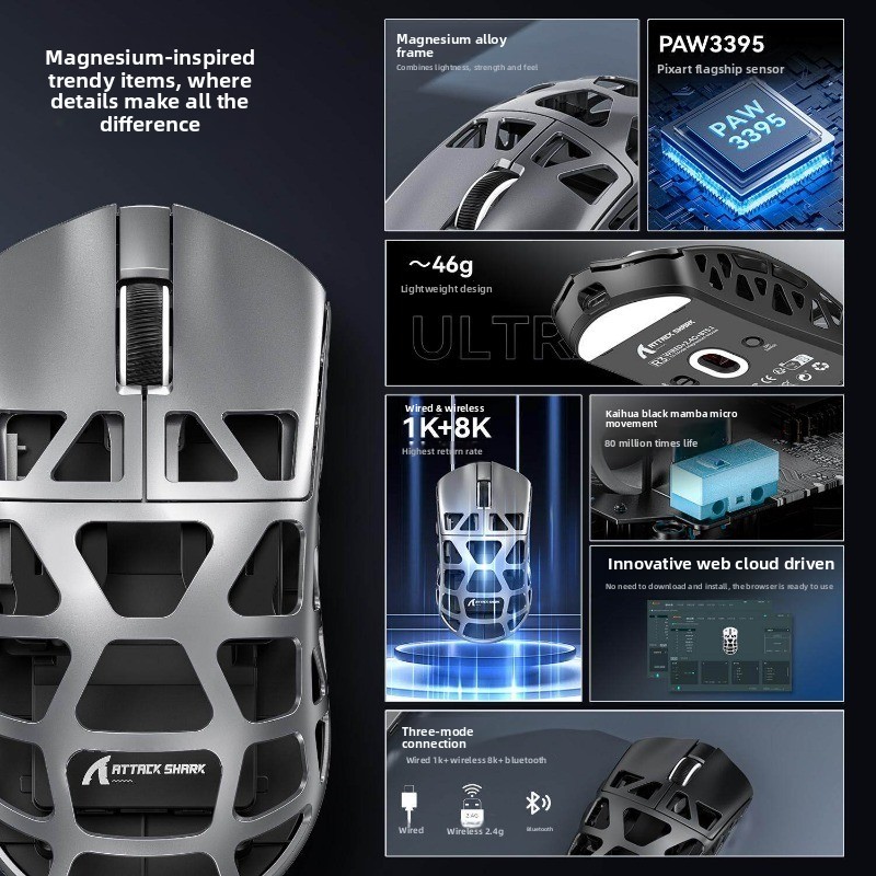 Mouse gaming wireless attack shark r3 in lega di magnesio_voghion.com