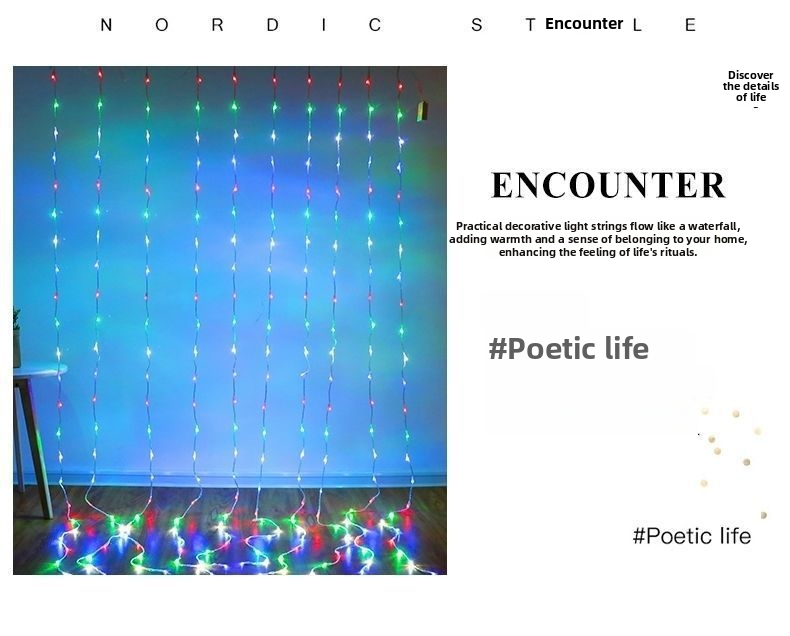 Led Curtain Light Festive Waterfall Decoration With Starry Effect_voghion.com