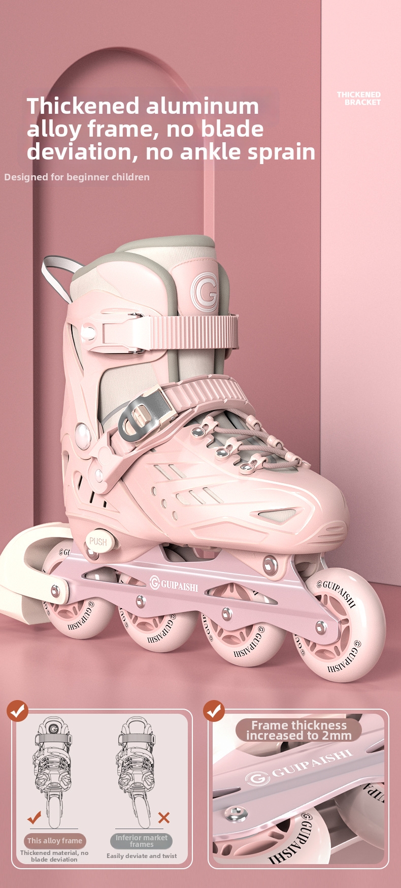 Verstellbare Rollschuhe Für Anfänger Mädchen Von 3 Bis 12 Jahren_voghion.com