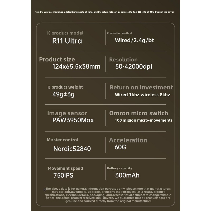 Attack Shark/Attack Shark R11 Ultra Triple Mode Kabellose Gaming-Maus aus Kohlefaser_voghion.com