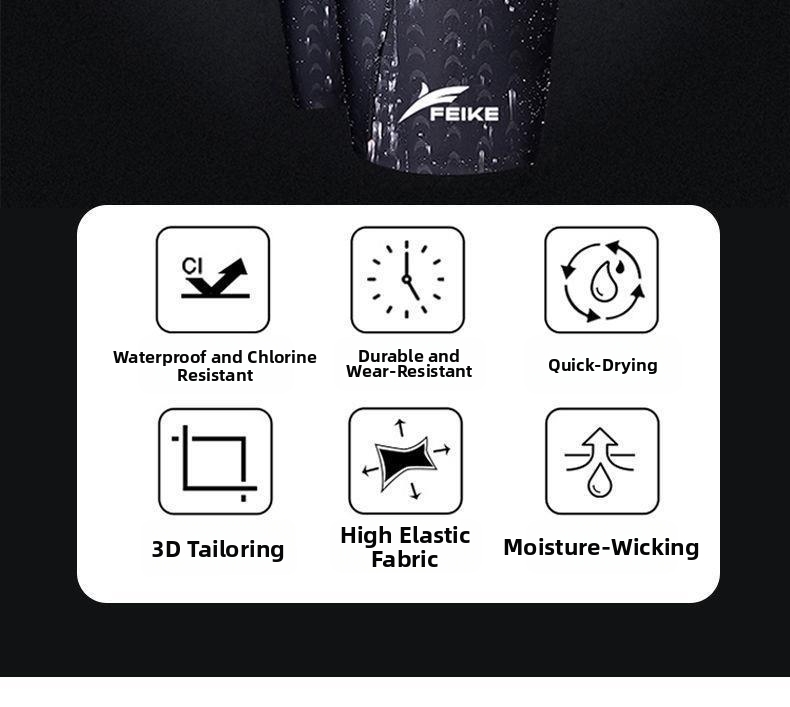 Ensemble de natation pour homme : maillot de bain imperméable à séchage rapide, imitation peau de requin, avec lunettes et bonnet._voghion.com