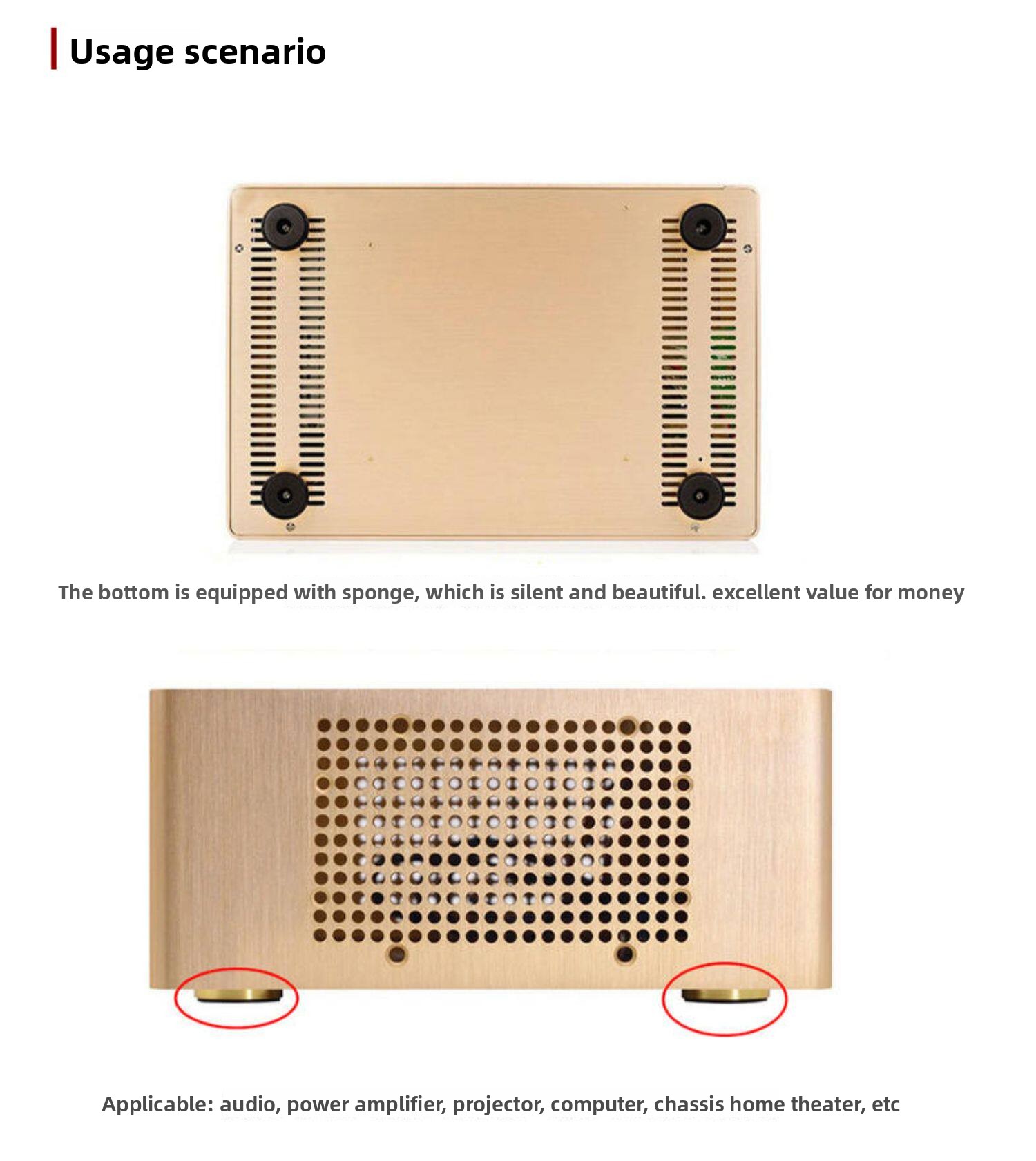 Gummifüße 30-50mm Silber/Gold Kante für PC-Gehäuse Verstärker Möbel Tisch Stuhl Rutschfest Stoßdämpfend – Detail 2