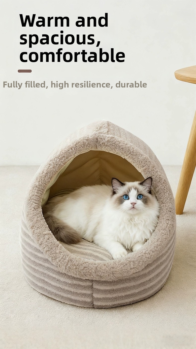 Panier chat semi-fermé et maison pour chien douillet et chaud_voghion.com