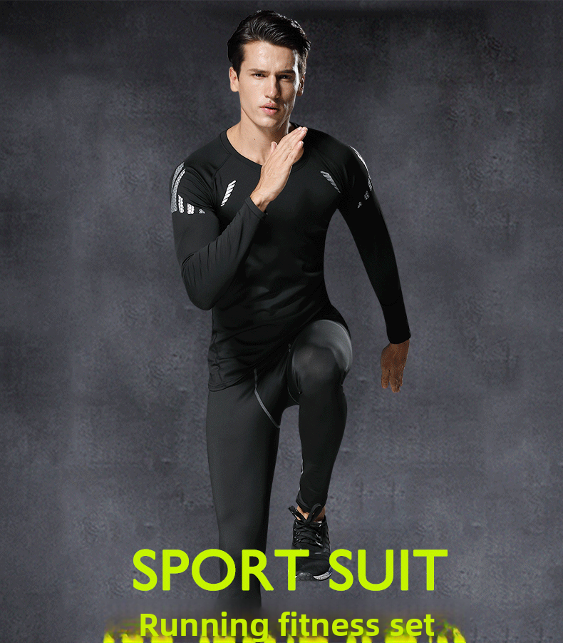 Fitness Clothes Men's Autumn And Winter Velvet Warm Suit Tights Running Quick-drying Clothes Long Sleeves Sports Outdoor_viptrois.com