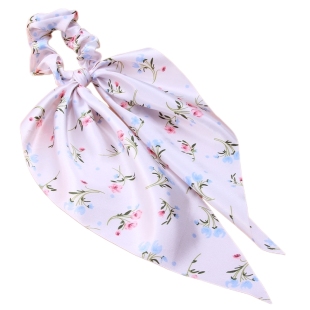 New Chiffon Floral Bowel Ring Korean Ribbon Silk Scarf Printed Triangle Scarf Hair Accessories Bowel Hair Ring Tie Hair Ring