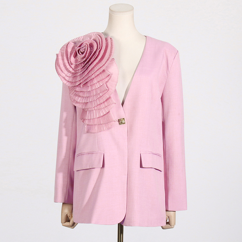 Elegantes Damen Blazer Mit 3d Blumenmuster Für Den Herbst_voghion.com