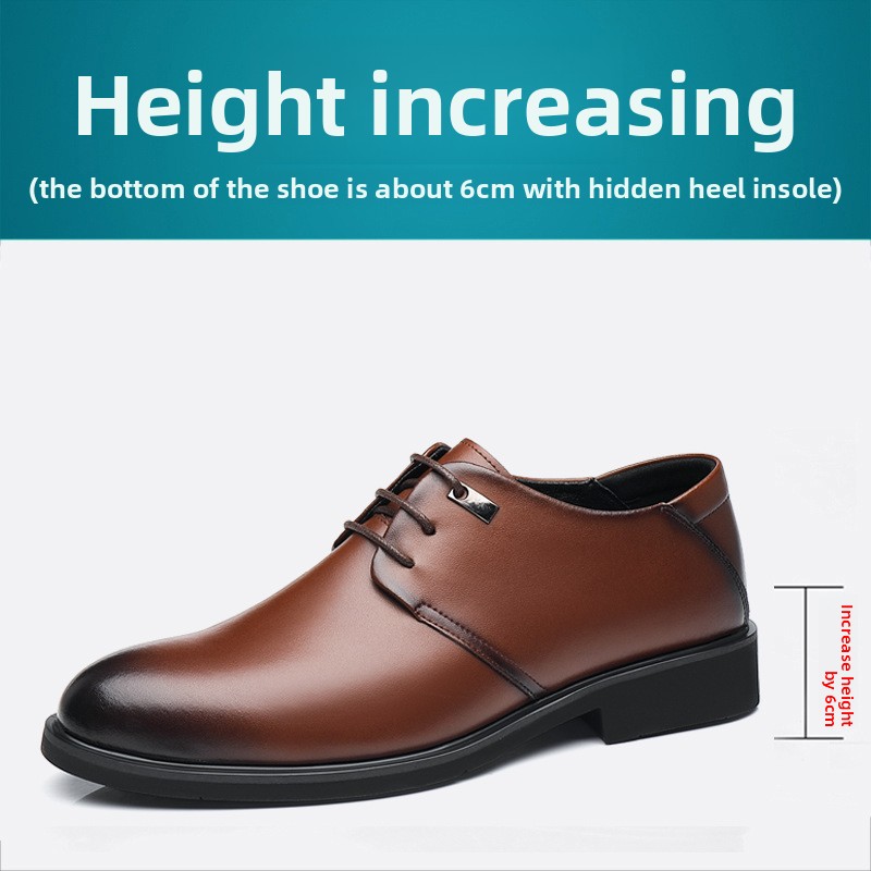 Men's Genuine Leather Dress Shoes With Hidden Heel And Lace-Up For Business_vogvips.com