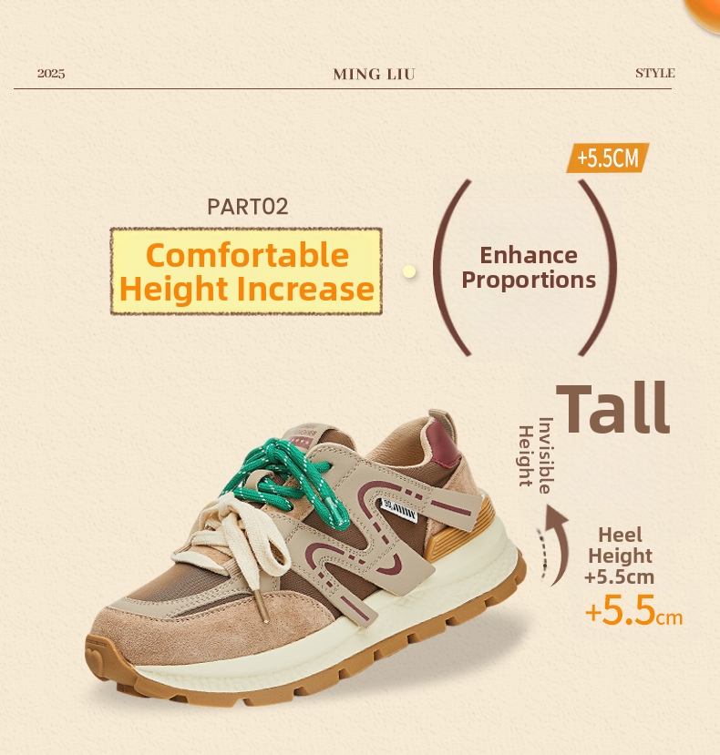 Dames hardloopschoenen van echt leer met dikke zool en casual look_voghion.com