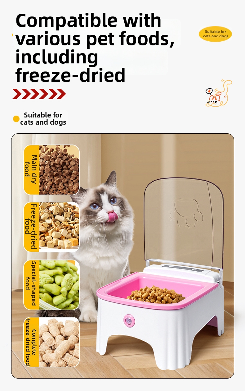 Automatic Sensor Pet Feeder With Timed Opening Lid For Food Bowl_voghion.com