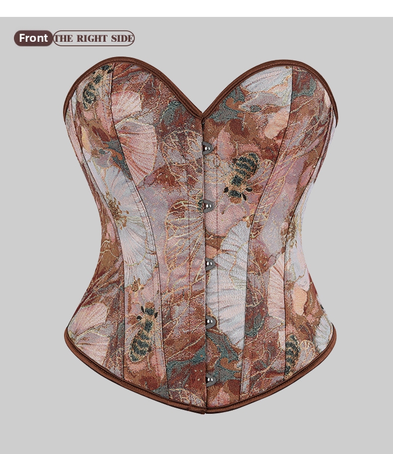 Dames jacquard corset top corrigerende shapewear groene bijen_voghion.com