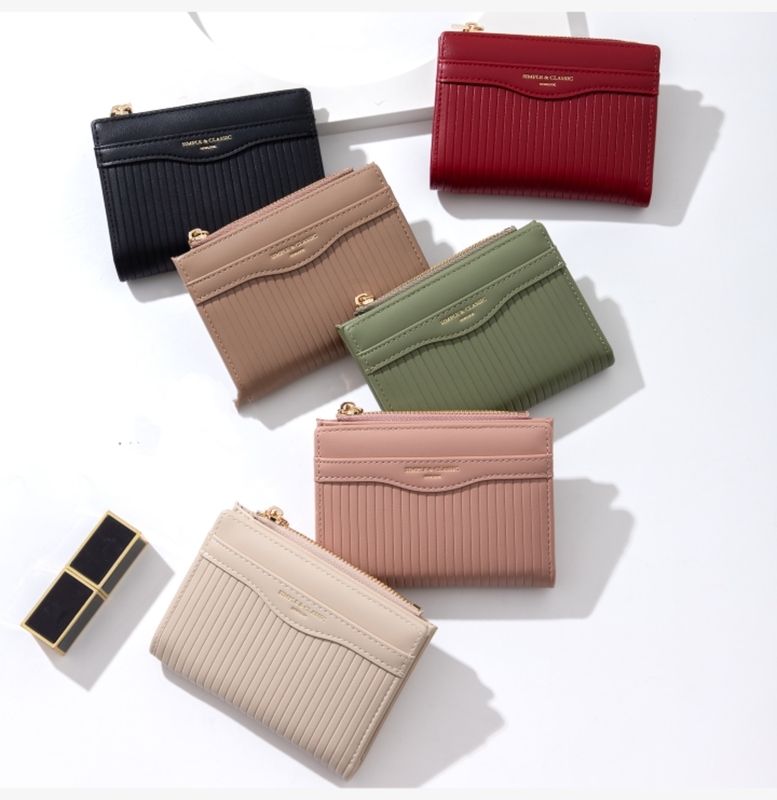 Daini Korean Version New Fashion Vertical Stripe Student High-End Wallet Ins Style Short Zipper Women's Wallet Daini Korean Version New Fashion Vertical Stripe Student High-End Wallet Ins Style Short Zipper Women's Wallet