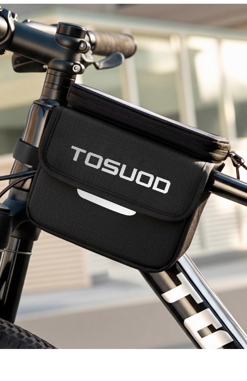 Bolsa de quadro para bicicleta impermeável com porta telemóvel_voghion.com