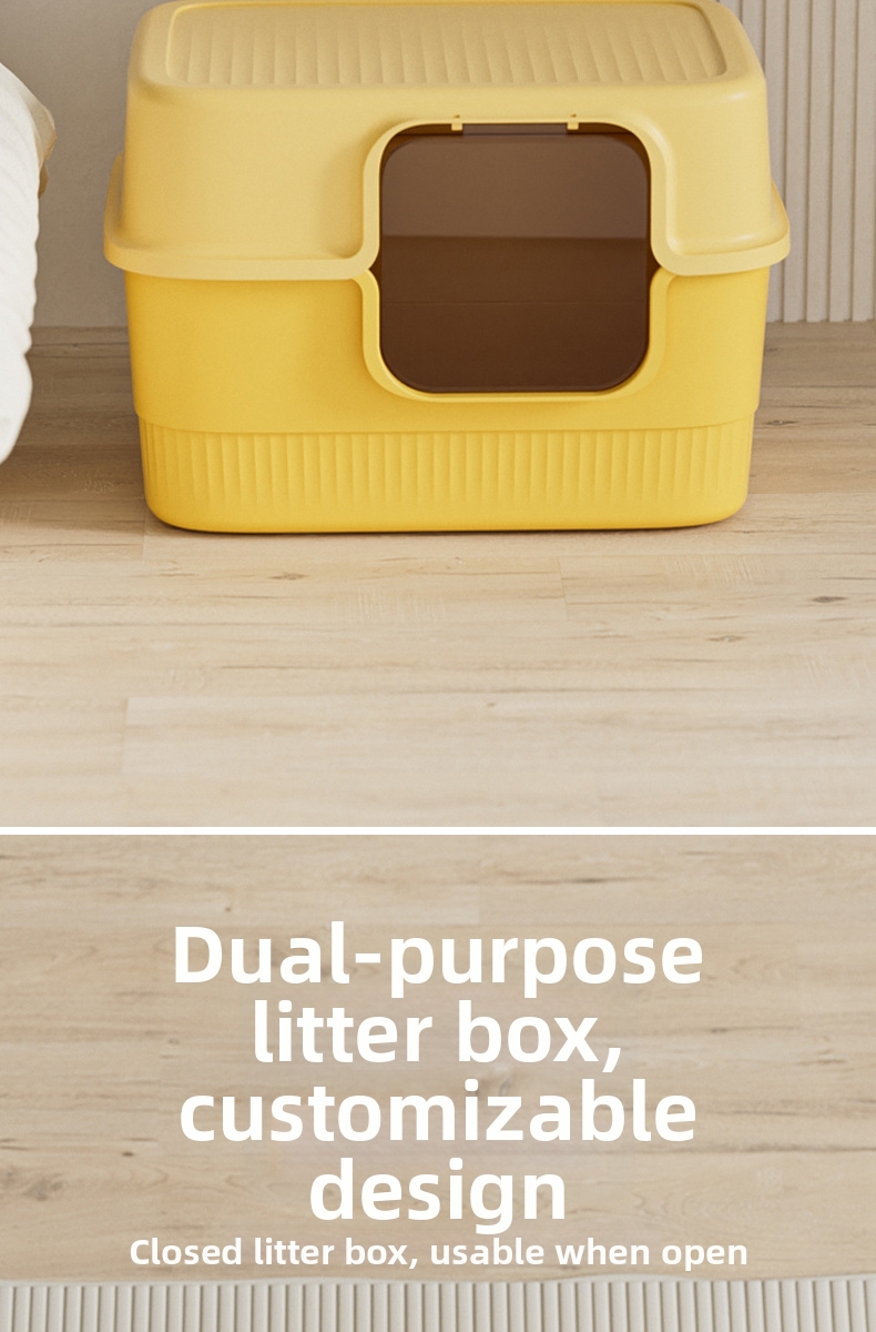 Extra grote, volledig gesloten kattenbak, geurvrij, gigantisch formaat, spatwaterdicht, huisdierbenodigdheden_voghion.com