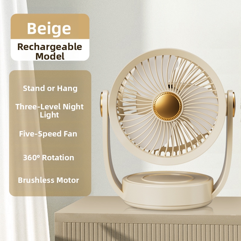 Ventilatore portatile ricaricabile tramite USB, piccolo ventilatore da tavolo con luce, ideale per ufficio e dormitorio, montabile a parete._voghion.com