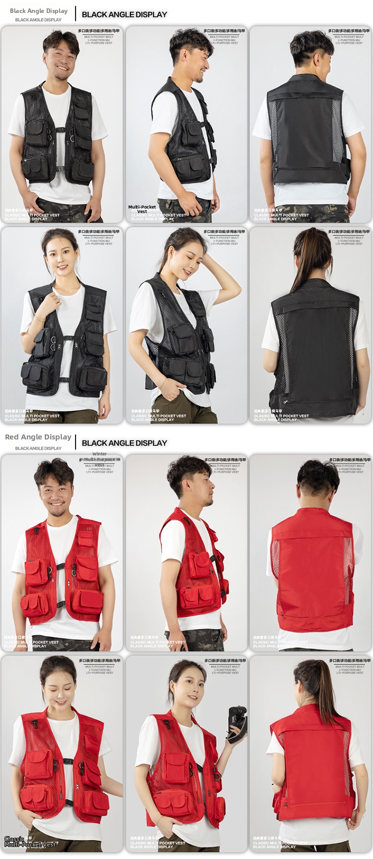 Multi Pocket Mesh Work Vest For Outdoor Hiking And Fishing Sports_voghion.com
