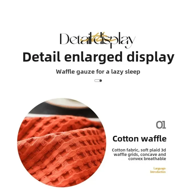 100% Baumwolle Waffelstruktur-Decke Leichte Atmungsaktive Sommer-Kühldecke für Bett Sofa Einzel- und Doppelgröße – Detail 16