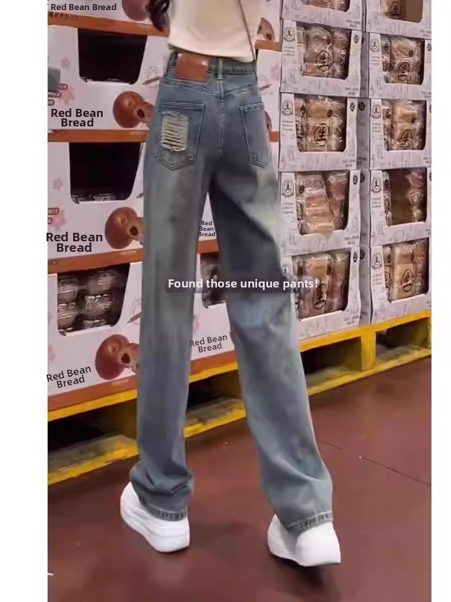Jean slim taille haute pour femme, coupe droite, pantalon ample et amincissant à jambes larges, idéal pour les silhouettes menues, collection printemps._voghion.com