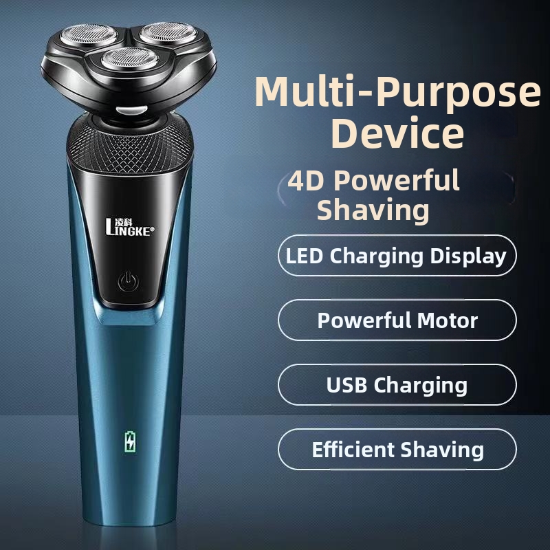 Lingke 8806 Electric Beard Razor Set for Men 3-in-1 Three Blade USB Rechargeable Washable Shaver_voghion.com