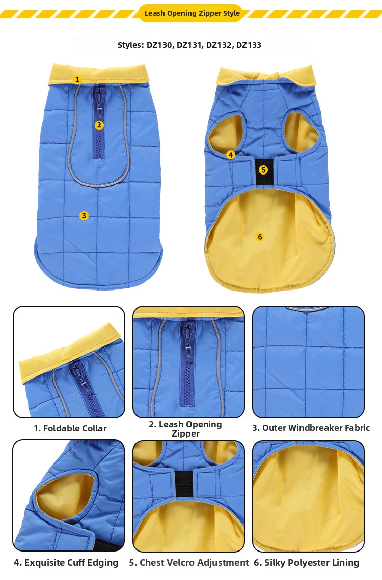 Cappotto invernale per cani giubbotto trapuntato con zip_voghion.com