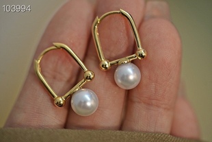 18K Gold Horseshoe Buckle Seawater Pearl Ear Buckle Atmospheric Ear Buckle Smart Fashionable Essence Worth Starting with Independent Packaging