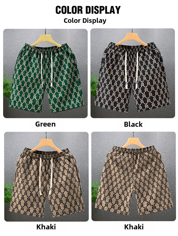 Men's Summer Beach Shorts Straight Fit Trendy Polyester Shorts_voghion.com