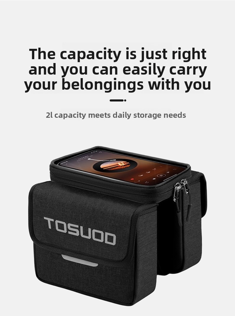 Bolsa de quadro para bicicleta impermeável com porta telemóvel_voghion.com