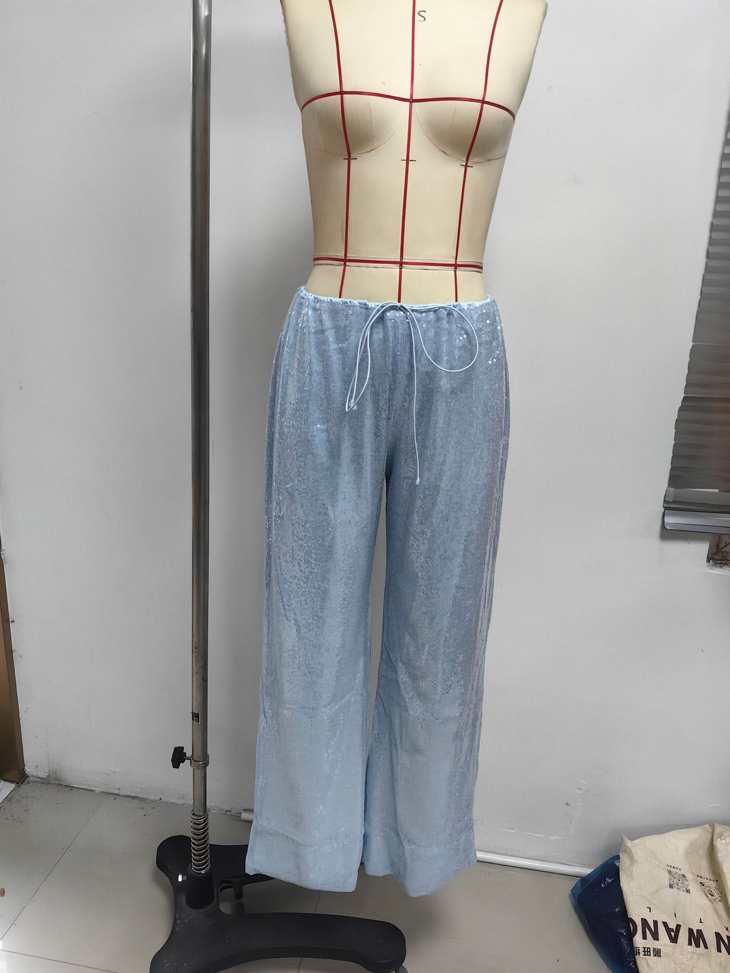 New Women's Sequined Loose Fit Long Pants European American Style Fashionable Unique Cross Border Clothing for Commuting Versatile_ecoleips.com