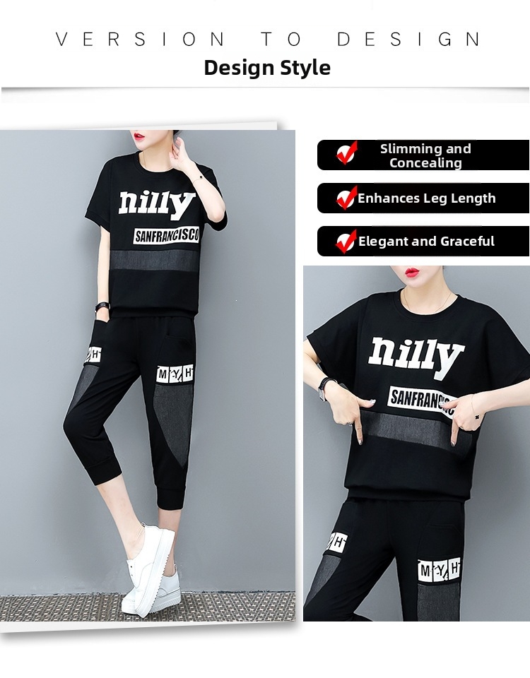 Women's Pant Set Patchwork Summer Casual Loose Fit Two Piece Outfit_voghion.com