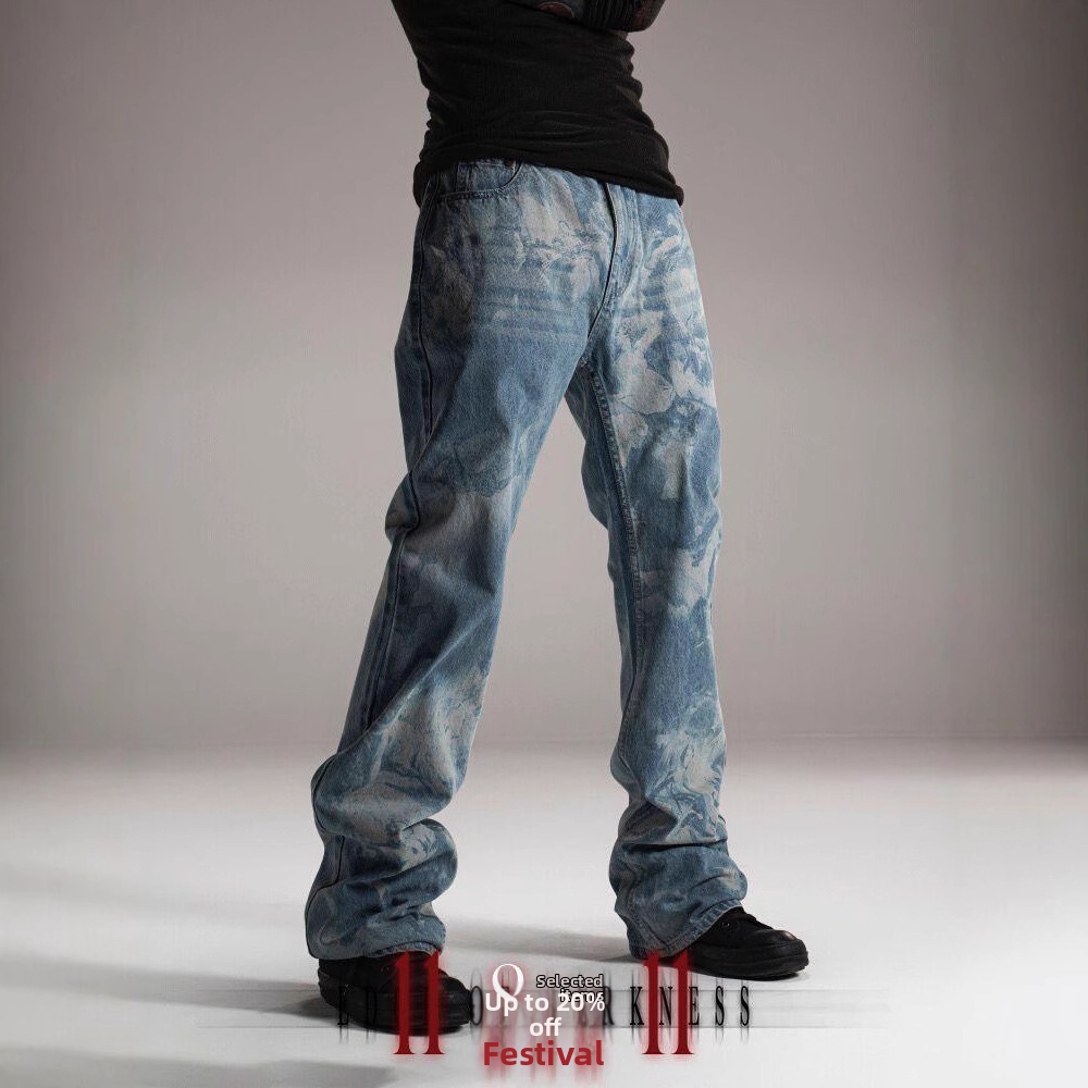 Men's Classic Straight Leg Jeans - Comfortable Washed Denim Pants For Casual Wear (Blue, Sizes M-3XL)_voghion.com