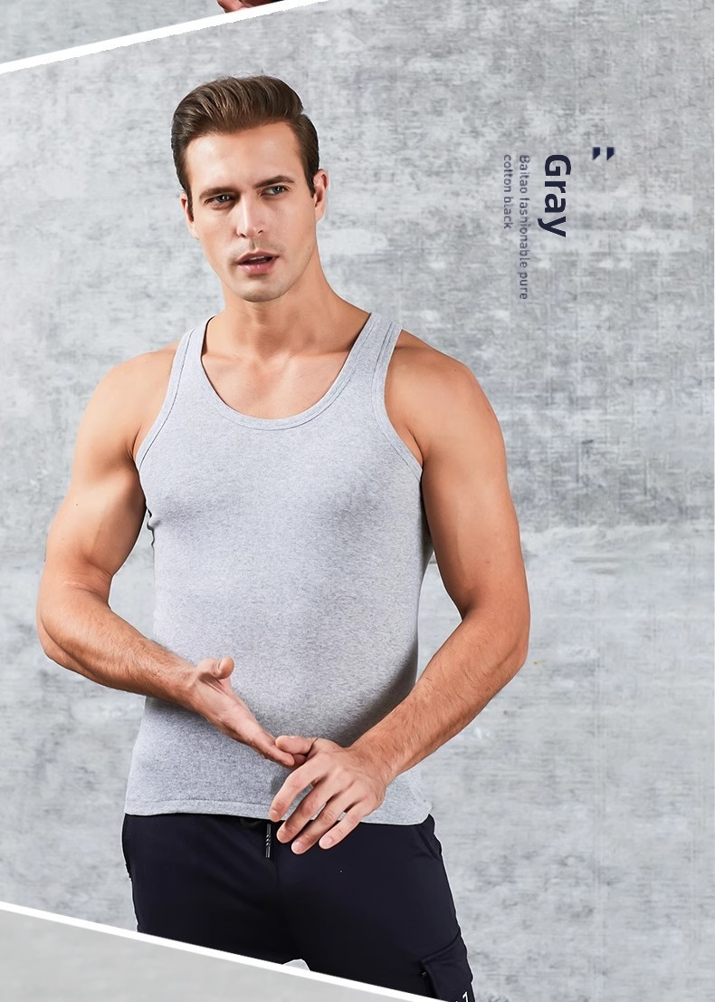 Men's Clothing Men's Sleeveless Vest Pure Cotton Sports Swing Tank Top Versatile Loose Fit White Undershirt For Middle Aged And Elderly_viptrois.com