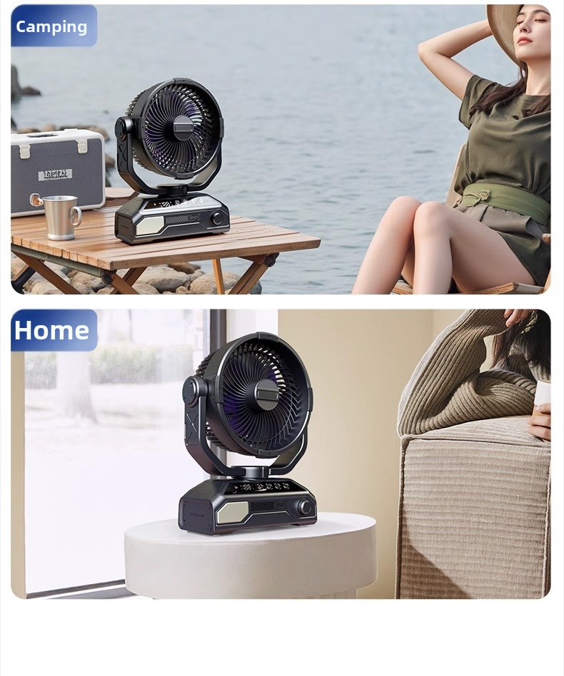 Outdoor Camping Fan With Remote Control And Led Light Portable_voghion.com